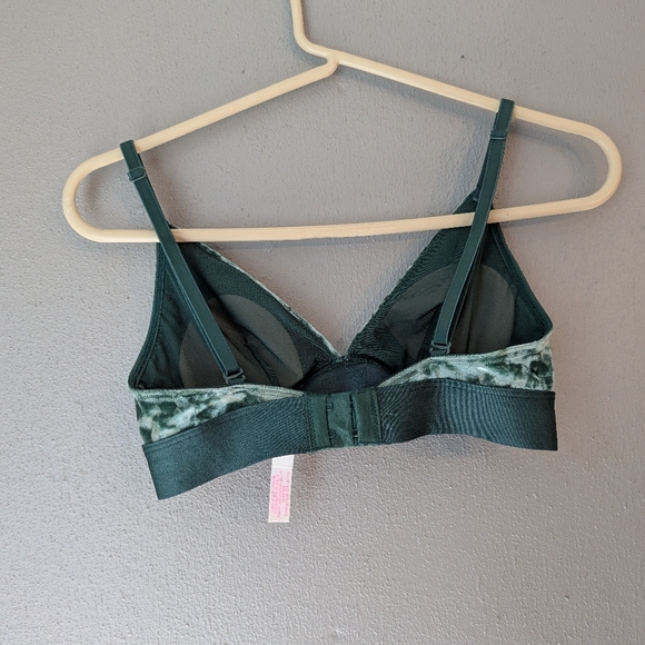 Pink Vs Velvet Triangle Bralette in Green Xs - Picture 5 of 9